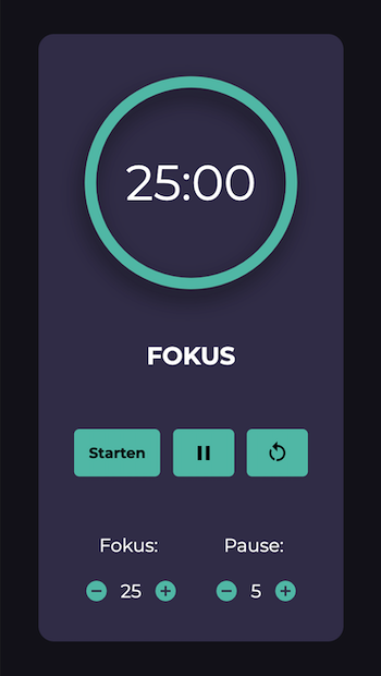 timer with CSS shown in the browser