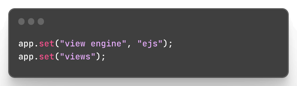 javascript code to set up ejs view engine