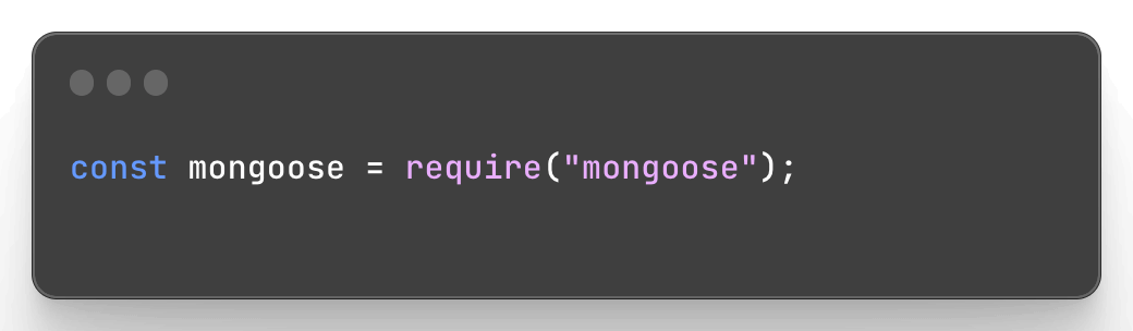 javascript code requiring mongoose